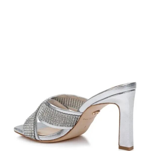 NEW DEE OCLEPPO Leather Ireland Crystal Embellished Sandals in silver 1225 6t3 - Picture 3 of 6